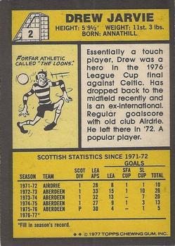 1977-78 Topps Footballers (Scottish, Yellow backs) #2 Drew Jarvie Back