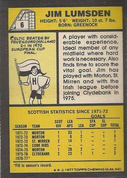 1977-78 Topps Footballers (Scottish, Yellow backs) #6 Jim Lumsden Back