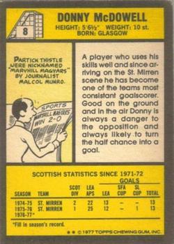 1977-78 Topps Footballers (Scottish, Yellow backs) #8 Donny McDowell Back