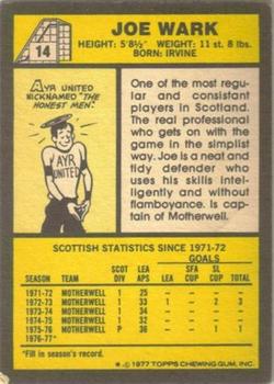 1977-78 Topps Footballers (Scottish, Yellow backs) #14 Joe Wark Back