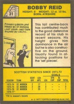 1977-78 Topps Footballers (Scottish, Yellow backs) #31 Bobby Reid Back