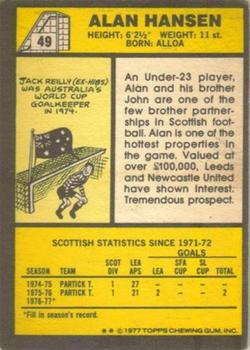 1977-78 Topps Footballers (Scottish, Yellow backs) #49 Alan Hansen Back