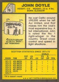 1977-78 Topps Footballers (Scottish, Yellow backs) #76 Johnny Doyle Back