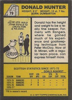 1977-78 Topps Footballers (Scottish, Yellow backs) #79 Donald Hunter Back
