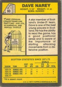 1977-78 Topps Footballers (Scottish, Yellow backs) #93 Dave Narey Back