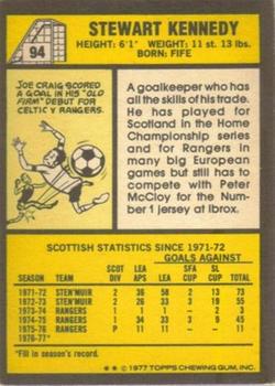 1977-78 Topps Footballers (Scottish, Yellow backs) #94 Stewart Kennedy Back