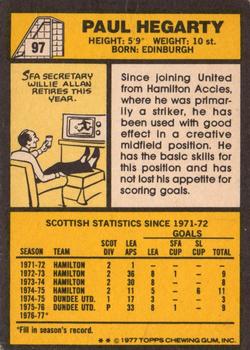 1977-78 Topps Footballers (Scottish, Yellow backs) #97 Paul Hegarty Back