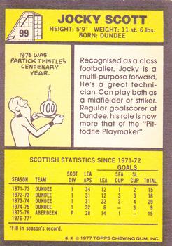 1977-78 Topps Footballers (Scottish, Yellow backs) #99 Jocky Scott Back