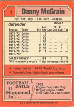1979-80 Topps Footballers (Scottish, Red backs) #1 Danny McGrain Back