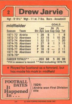 1979-80 Topps Footballers (Scottish, Red backs) #2 Drew Jarvie Back