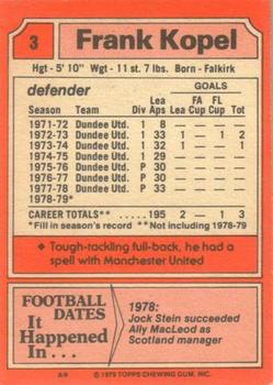 1979-80 Topps Footballers (Scottish, Red backs) #3 Frank Kopel Back