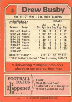 1979-80 Topps Footballers (Scottish, Red backs) #4 Drew Busby Back