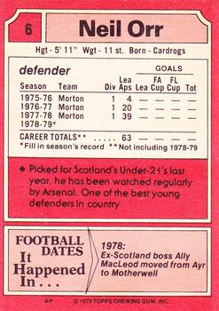 1979-80 Topps Footballers (Scottish, Red backs) #6 Neil Orr Back