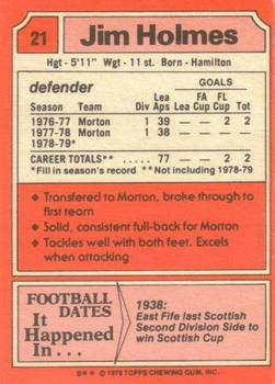 1979-80 Topps Footballers (Scottish, Red backs) #21 Jim Holmes Back
