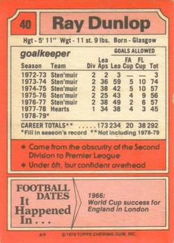 1979-80 Topps Footballers (Scottish, Red backs) #40 Ray Dunlop Back