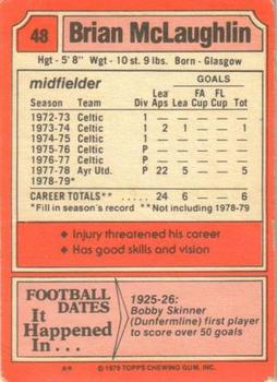 1979-80 Topps Footballers (Scottish, Red backs) #48 Brian McLaughlin Back