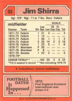1979-80 Topps Footballers (Scottish, Red backs) #53 Jim Shirra Back