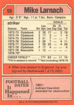 1979-80 Topps Footballers (Scottish, Red backs) #59 Mike Larnach Back