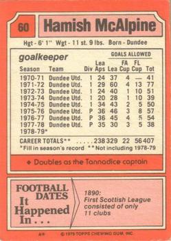 1979-80 Topps Footballers (Scottish, Red backs) #60 Hamish McAlpine Back