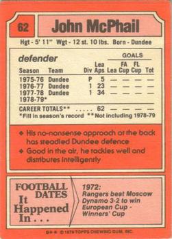 1979-80 Topps Footballers (Scottish, Red backs) #62 John MacPhail Back