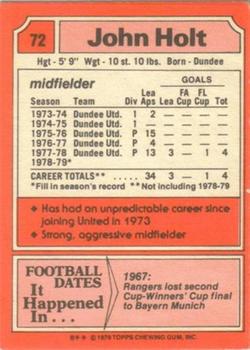 1979-80 Topps Footballers (Scottish, Red backs) #72 John Holt Back