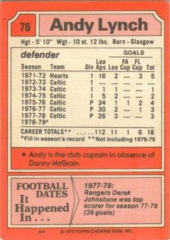 1979-80 Topps Footballers (Scottish, Red backs) #76 Andy Lynch Back