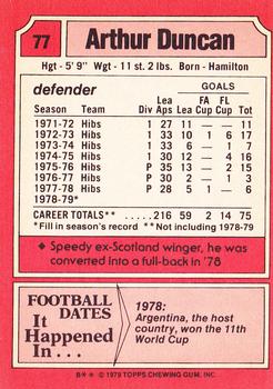 1979-80 Topps Footballers (Scottish, Red backs) #77 Arthur Duncan Back