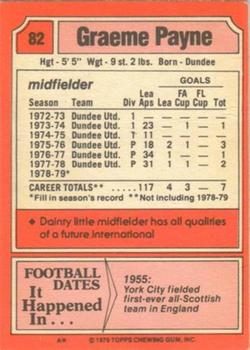1979-80 Topps Footballers (Scottish, Red backs) #82 Graeme Payne Back