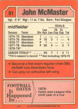 1979-80 Topps Footballers (Scottish, Red backs) #91 John McMaster Back