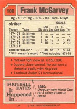 1979-80 Topps Footballers (Scottish, Red backs) #100 Frank McGarvey Back