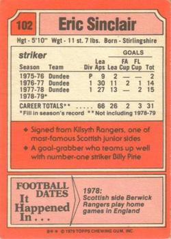 1979-80 Topps Footballers (Scottish, Red backs) #102 Eric Sinclair Back