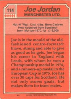 1979-80 Topps Footballers (Scottish, Red backs) #114 Joe Jordan Back