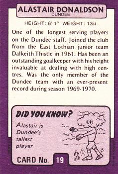 1971-72 A&BC Footballers (Scottish, Purple backs) #19 Alastair Donaldson Back