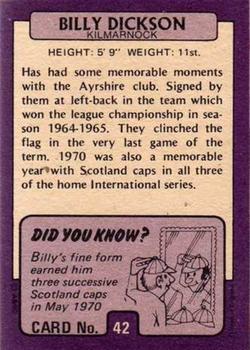 1971-72 A&BC Footballers (Scottish, Purple backs) #42 Billy Dickson Back
