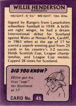 1971-72 A&BC Footballers (Scottish, Purple backs) #45 Willie Henderson Back