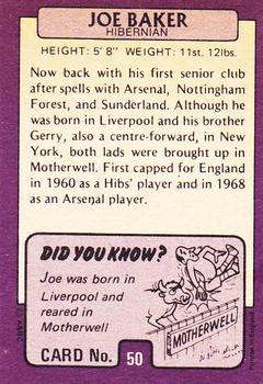 1971-72 A&BC Footballers (Scottish, Purple backs) #50 Joe Baker Back