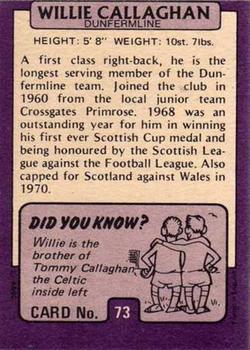 1971-72 A&BC Footballers (Scottish, Purple backs) #73 Willie Callaghan Back