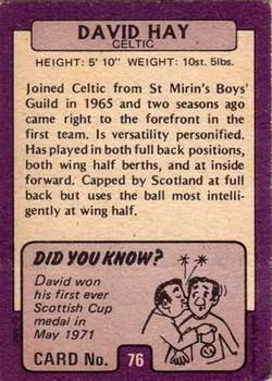 1971-72 A&BC Footballers (Scottish, Purple backs) #76 David Hay Back