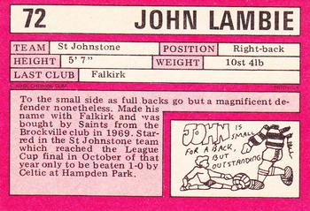 1973-74 A&BC Footballers (Scottish, Red backs) #72 John Lambie Back