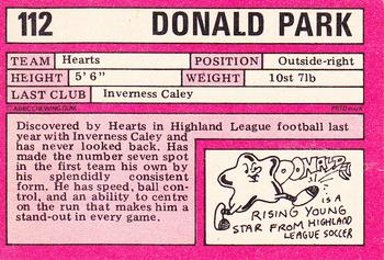 1973-74 A&BC Footballers (Scottish, Red backs) #112 Donald Park Back