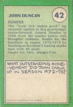 1974-75 A&BC Footballers (Scottish, Green backs) #42 John Duncan Back