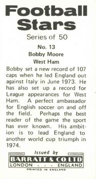 1973-74 Barratt & Co. Football Stars #13 Bobby Moore Back