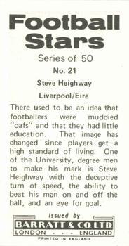 1973-74 Barratt & Co. Football Stars #21 Steve Heighway Back