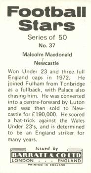1973-74 Barratt & Co. Football Stars #37 Malcolm MacDonald Back