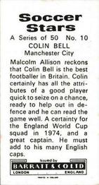 1972-73 Barratt & Co. Soccer Stars #10 Colin Bell Back