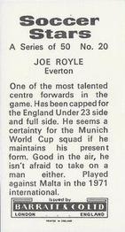 1972-73 Barratt & Co. Soccer Stars #20 Joe Royle Back
