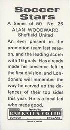1972-73 Barratt & Co. Soccer Stars #26 Alan Woodward Back