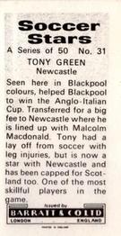 1972-73 Barratt & Co. Soccer Stars #31 Tony Green Back