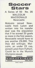 1972-73 Barratt & Co. Soccer Stars #35 Malcolm MacDonald Back