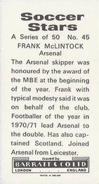 1972-73 Barratt & Co. Soccer Stars #45 Frank McLintock Back